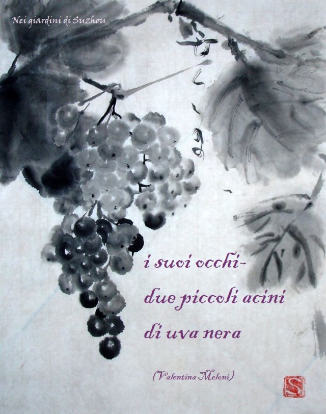 Grappolo di uva-  immagine: dipinto sumi-e di Santo Previtera